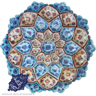 بشقاب میناکاری استاد اصغر مداح الحسینی 20 سانتی