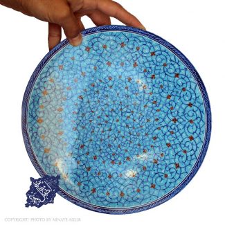 بشقاب میناکاری طرح اسلیمی اثر اصغر مداح الحسینی